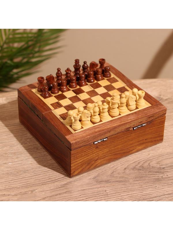 Игра настольная 2в1 (шахматы + бэкгэммон) 15,5х15,5х5 см, дерево шишам