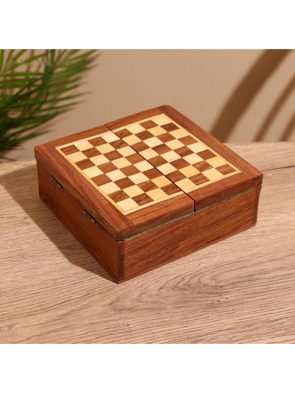 Игра настольная 2в1 (шахматы + бэкгэммон) 15,5х15,5х5 см, дерево шишам