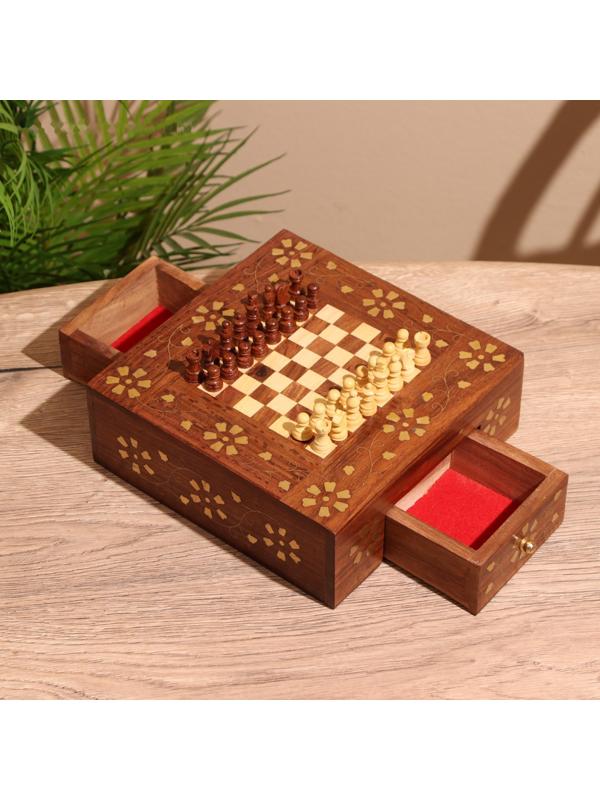 Шахматы дорожные 20,5х20,5х7 см, дерево шишам