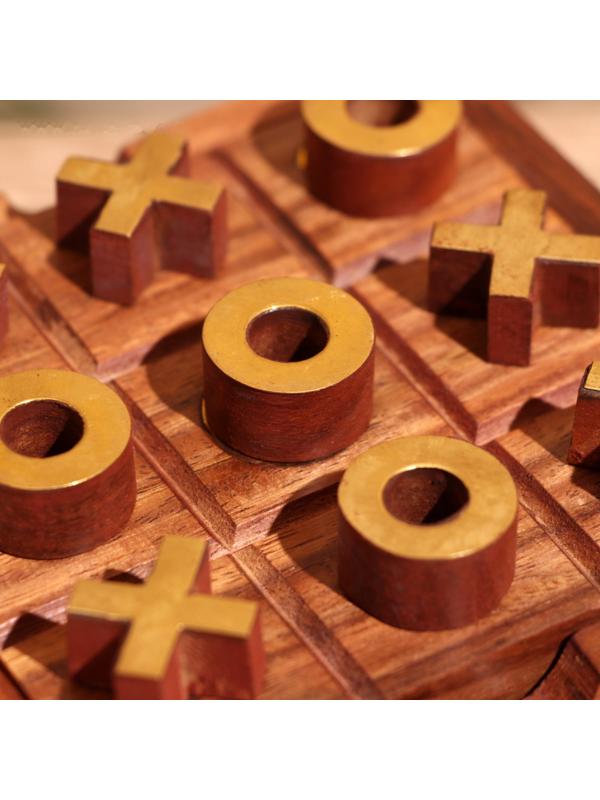 Игра настольная 2в1 (крестики-нолики + солитёр) 11,5х11,5х5 см, дерево шишам