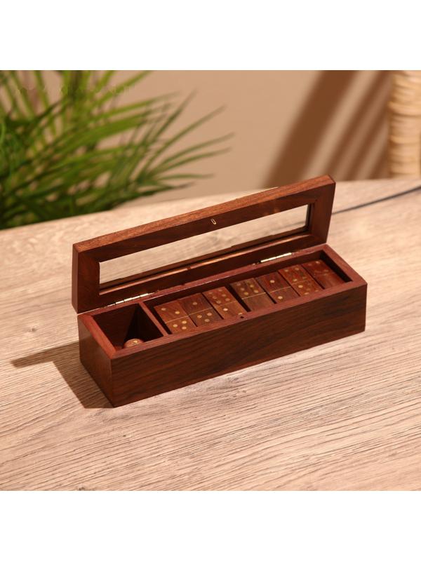 Игра настольная 2в1 (домино + кубики) 19х6х5 см, дерево шишам