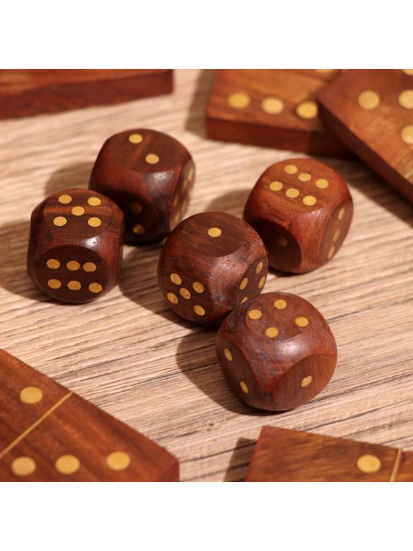 Игра настольная 2в1 (домино + кубики) 25х7,5х5 см, дерево шишам