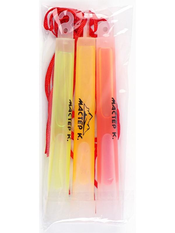 Неоновые светящиеся палочки, набор 3 шт., зеленый, желтый, оранжевый, 15 см