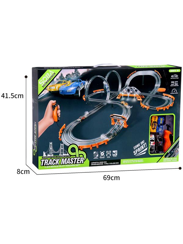 Автотрек «Турбо кросс», с 4 машинами работает от сети, длина трека 8,38 м.