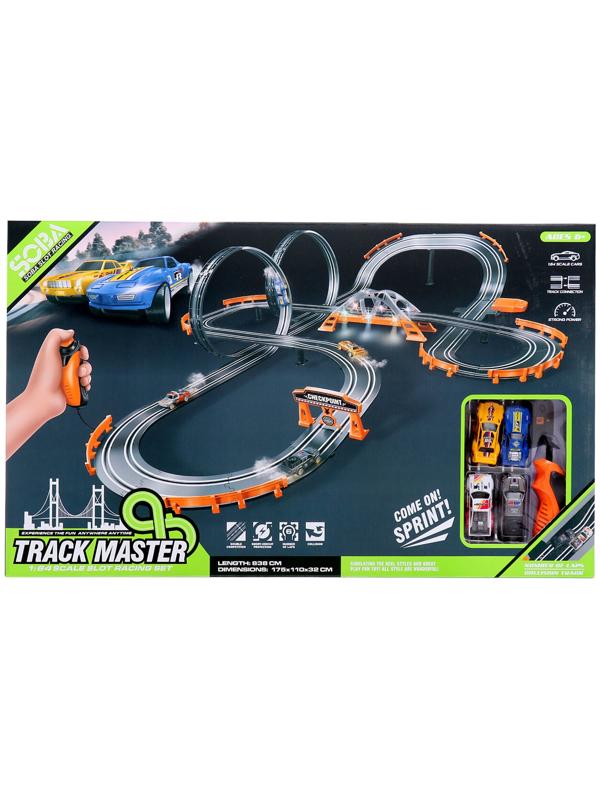 Автотрек «Турбо кросс», с 4 машинами работает от сети, длина трека 8,38 м.