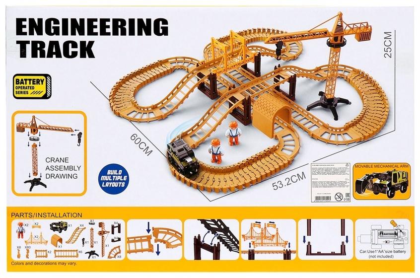 Автотрек «Стройка», с машинкой, краном и фигурками, работает от батареек