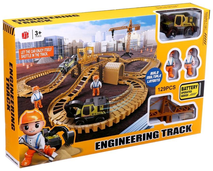 Автотрек «Стройка», с машинкой, краном и фигурками, работает от батареек