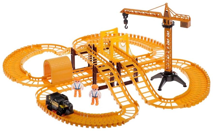 Автотрек «Стройка», с машинкой, краном и фигурками, работает от батареек