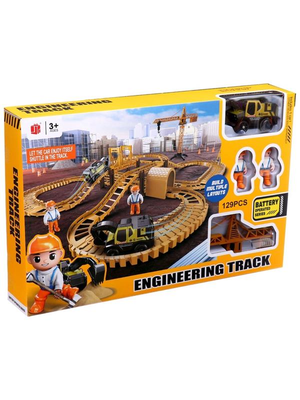 Автотрек «Стройка», с машинкой, краном и фигурками, работает от батареек