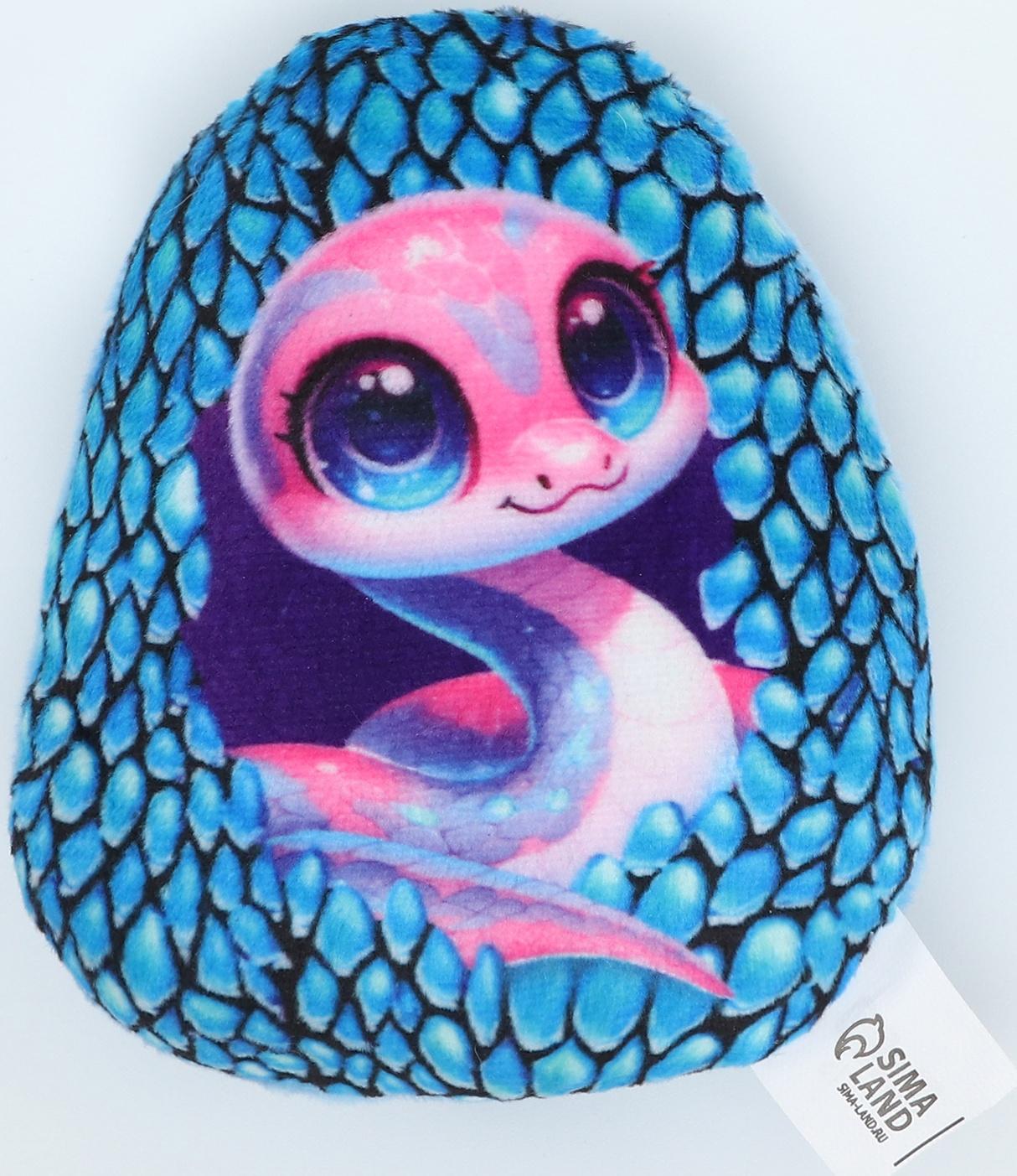 Магнит новогодний мягкий «Змея в яйце», голубая