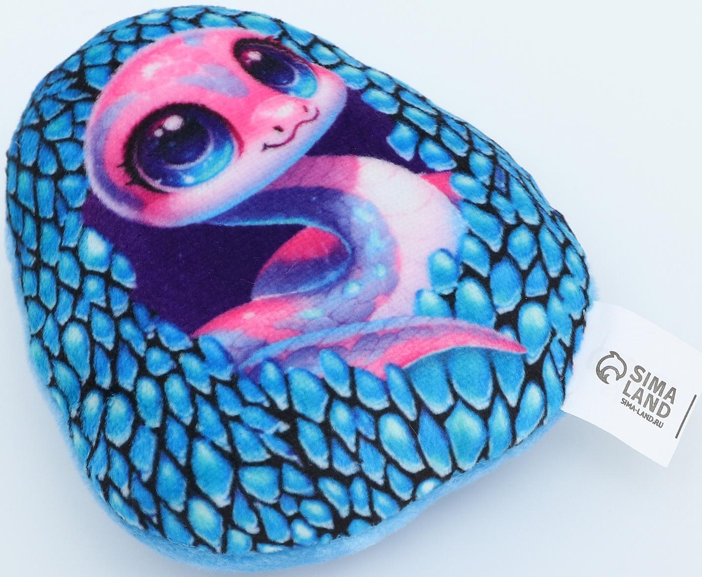 Магнит новогодний мягкий «Змея в яйце», голубая