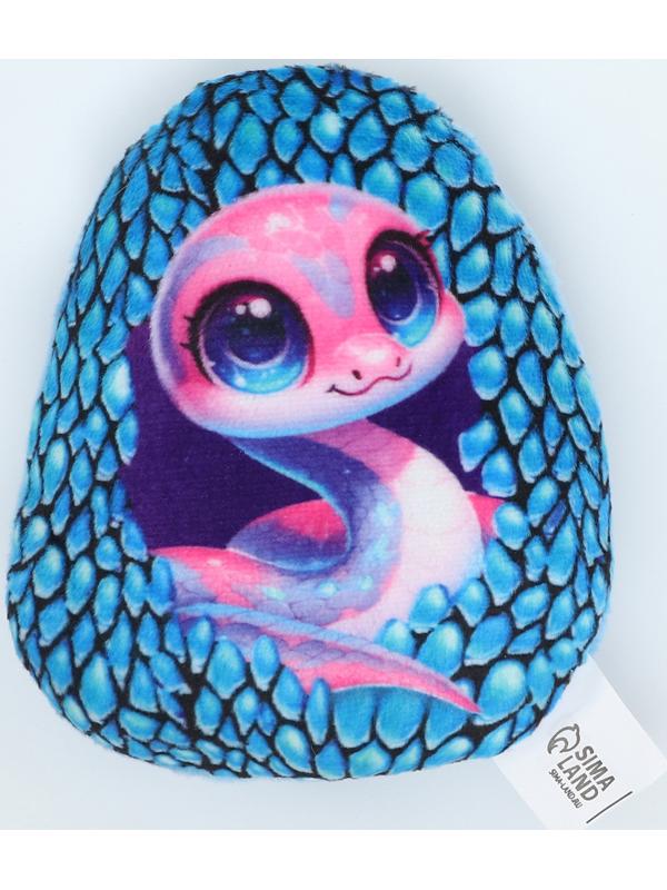 Магнит новогодний мягкий «Змея в яйце», голубая