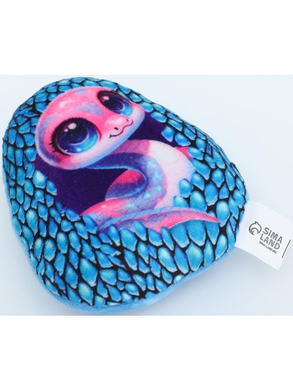 Магнит новогодний мягкий «Змея в яйце», голубая