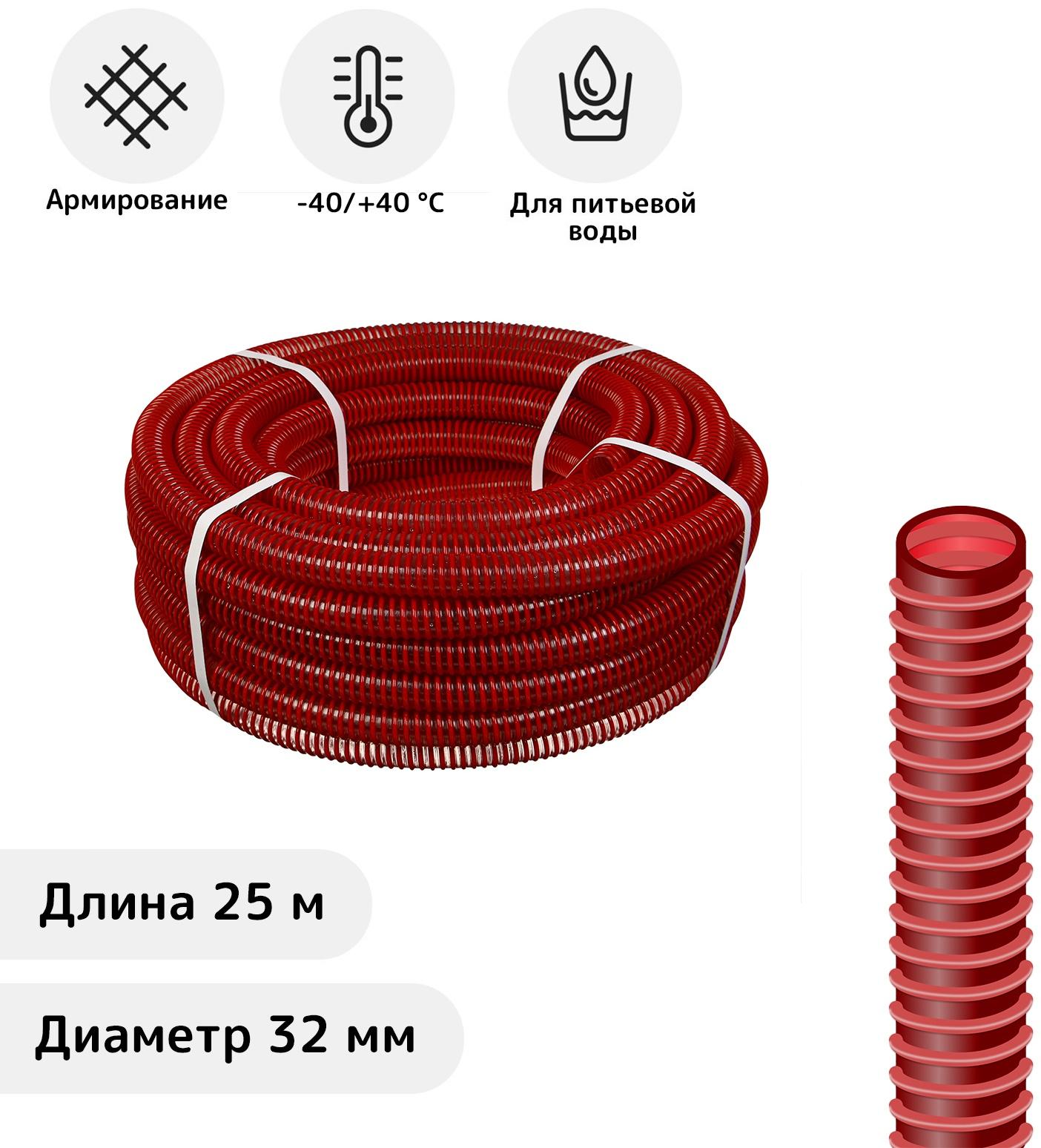 Шланг напорно-всасывающий, ПВХ, со спиралью, 32 мм, 25 м, армированный