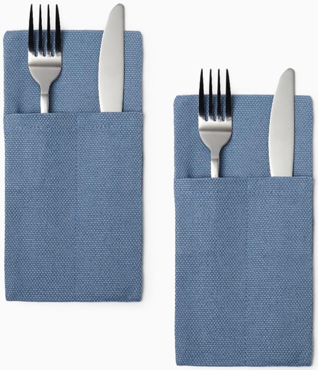Набор конвертов для приборов Home collection blue-2 шт, 22х10см, 56%лён, 44%хл