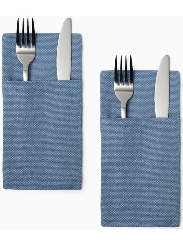 Набор конвертов для приборов Home collection blue-2 шт, 22х10см, 56%лён, 44%хл