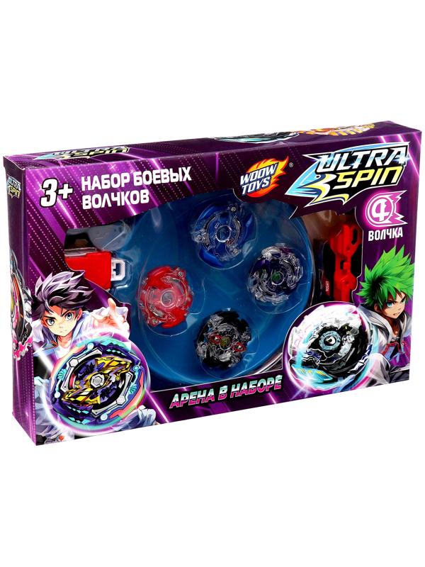 Набор боевых волчков ULTRA SPIN, 2 запуска, 4 волчка, 1 арена