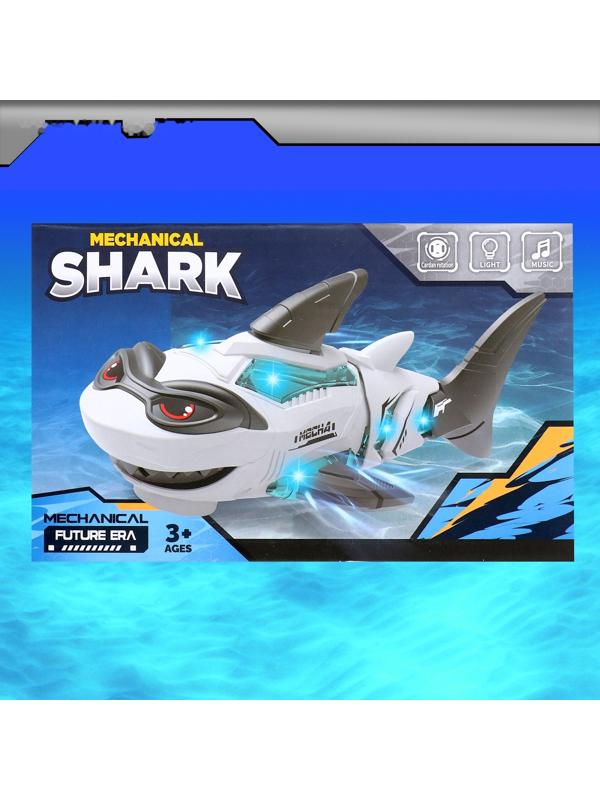 Акула «Белая», работает от батареек, световые и звуковые эффекты, цвет серый