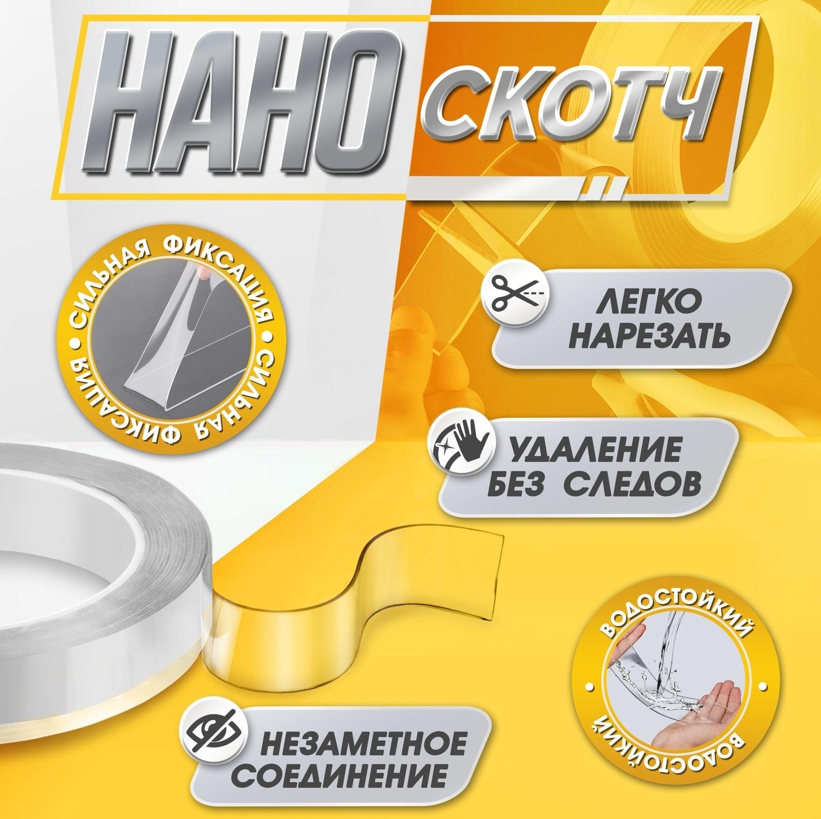 Двусторонняя самоклеящаяся лента ЛОМ, 20 мм × 5 м