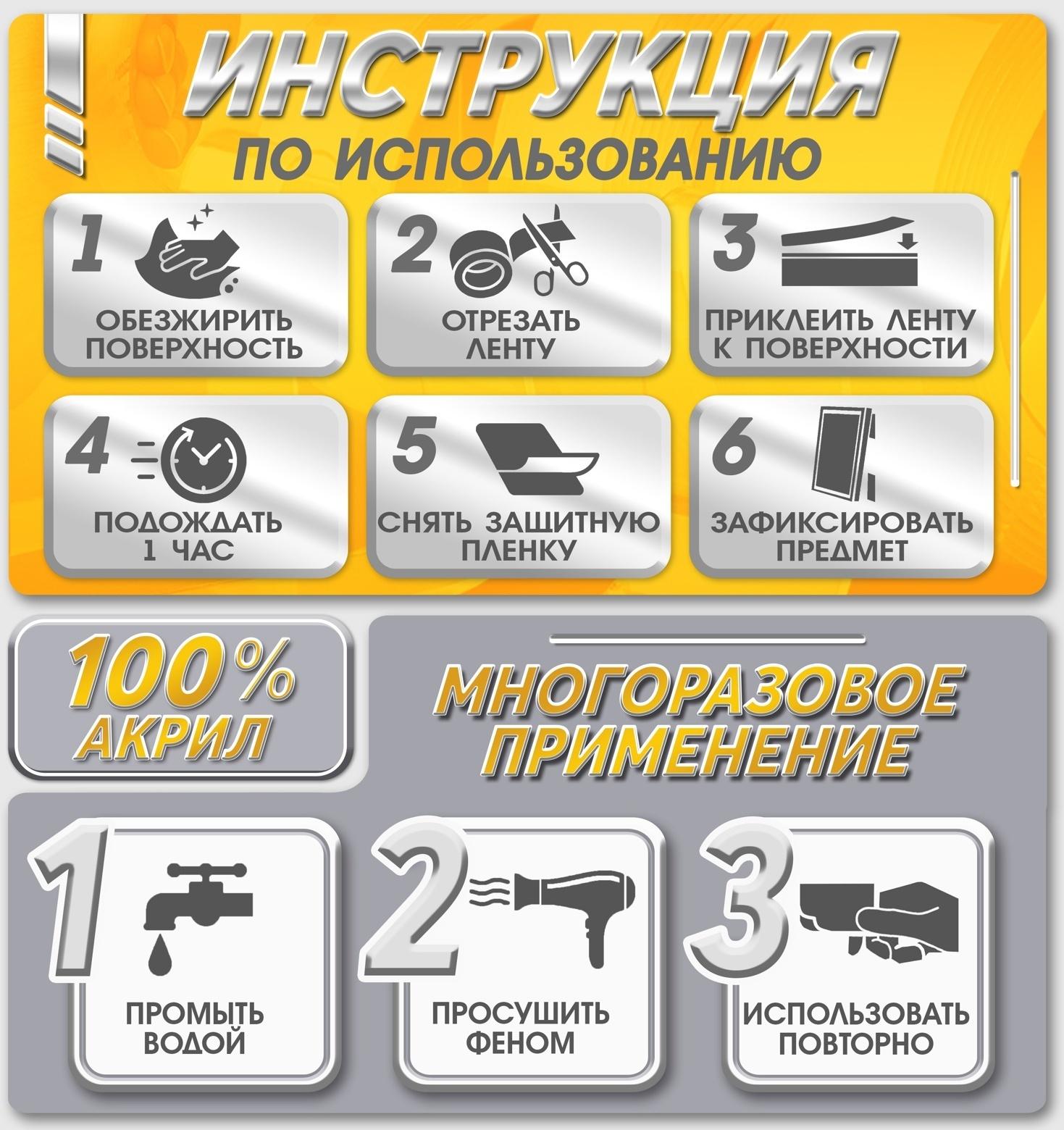 Двусторонняя самоклеящаяся лента ЛОМ, 20 мм × 5 м