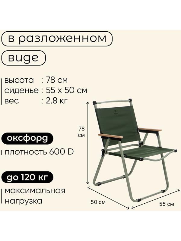 Кресло складное maclay, 55 х 50 х 78 см, до 120 кг, цвет зелёный
