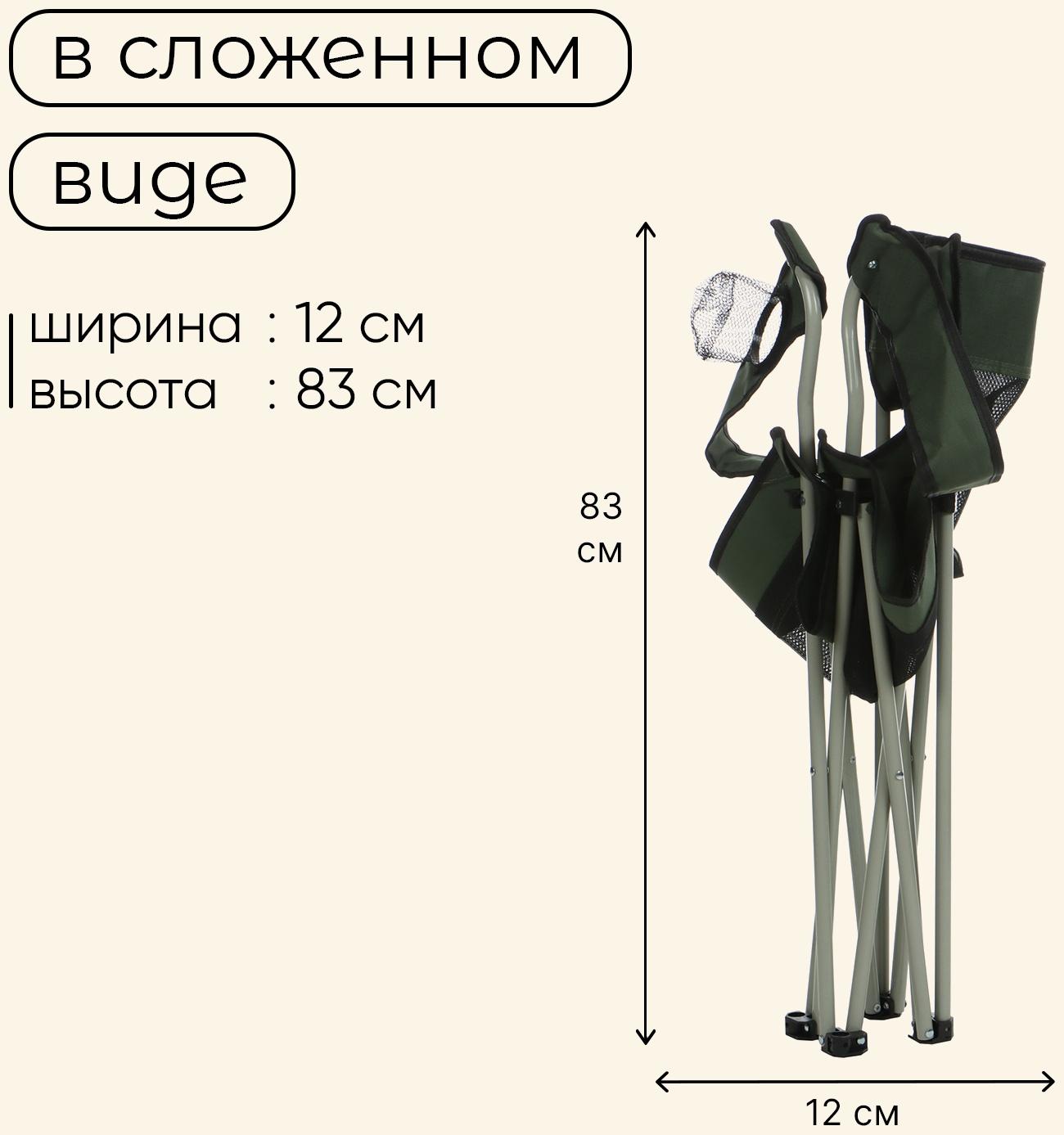 Кресло складное maclay, с подстаканником 48 х 48 х 76 см, до 100 кг, цвет зелёный