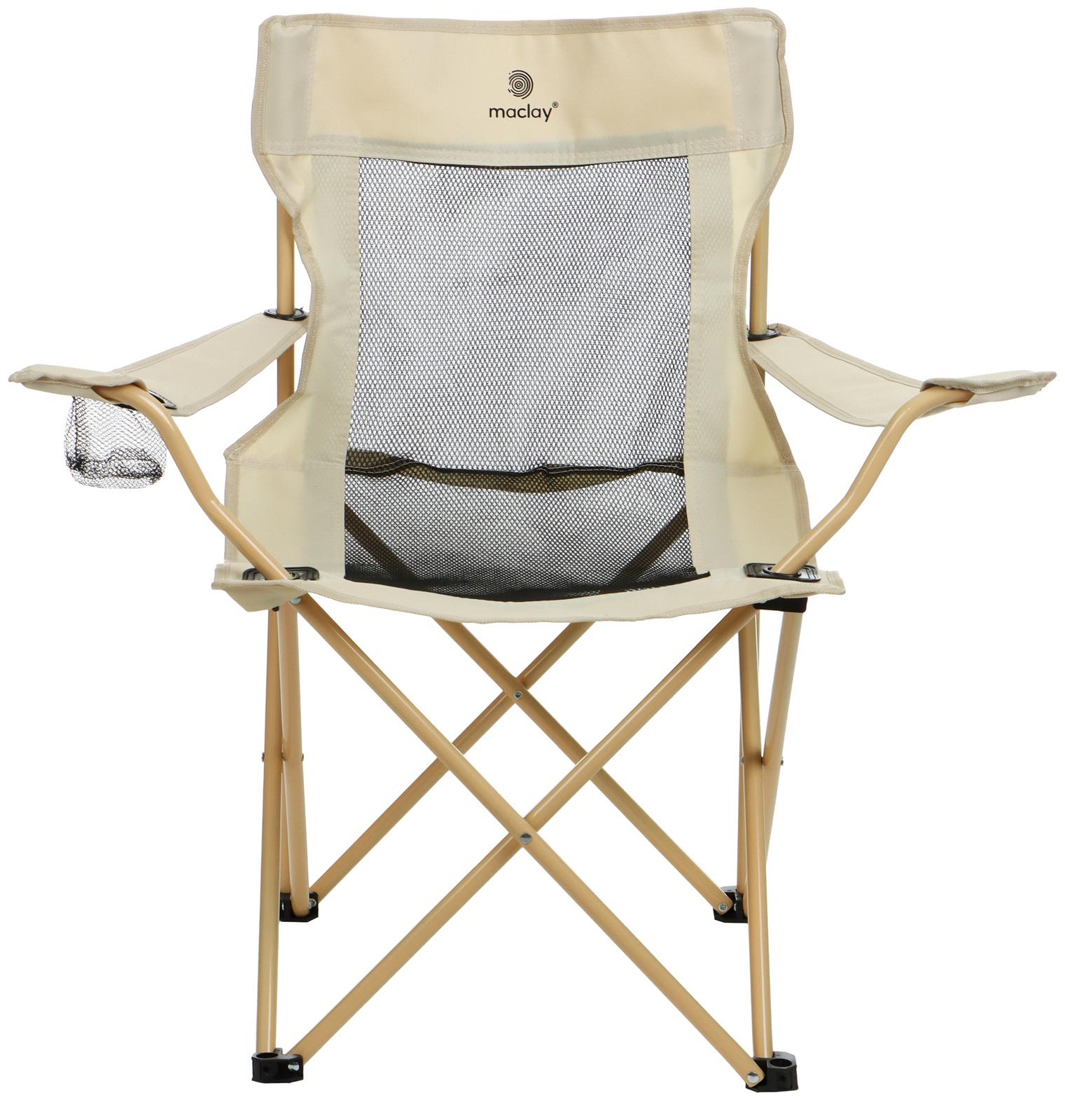 Кресло складное maclay, с подстаканником, 48 х 48 х 76 см, до 100 кг, цвет бежевый