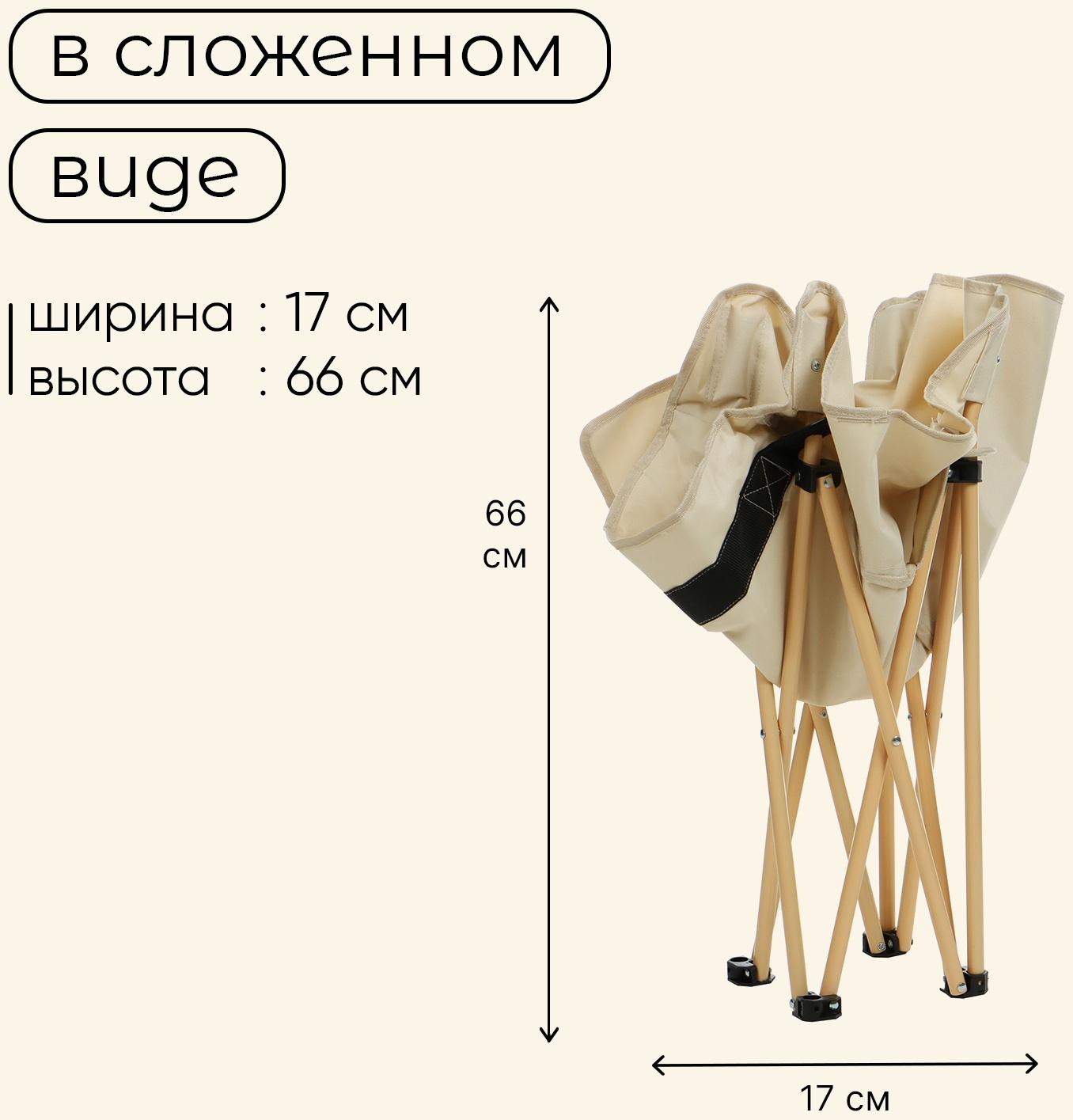 Кресло складное maclay, 65 х 58 х 66 см, до 120 кг, цвет бежевый