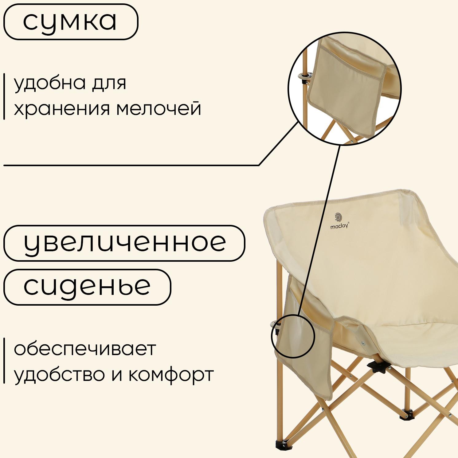 Кресло складное maclay, 65 х 58 х 66 см, до 120 кг, цвет бежевый