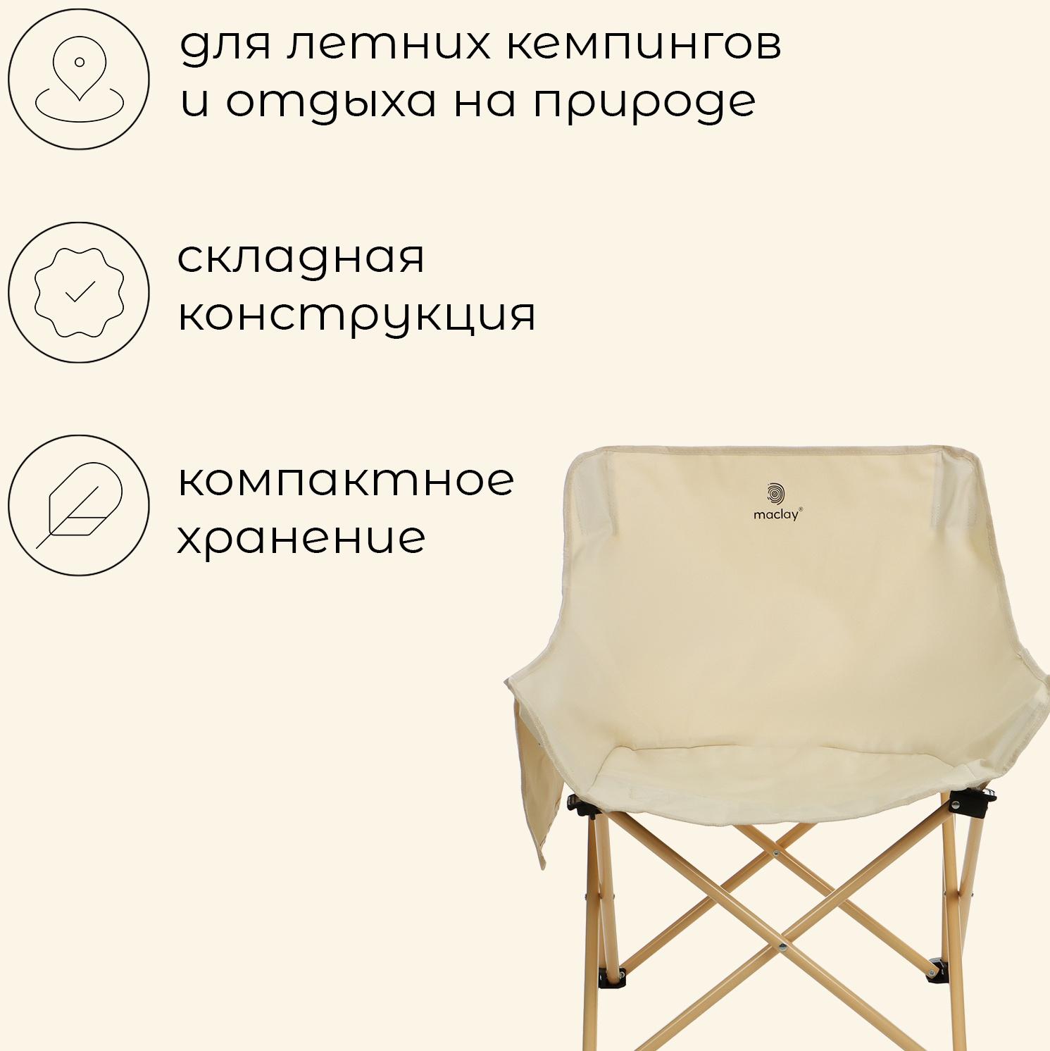 Кресло складное maclay, 65 х 58 х 66 см, до 120 кг, цвет бежевый