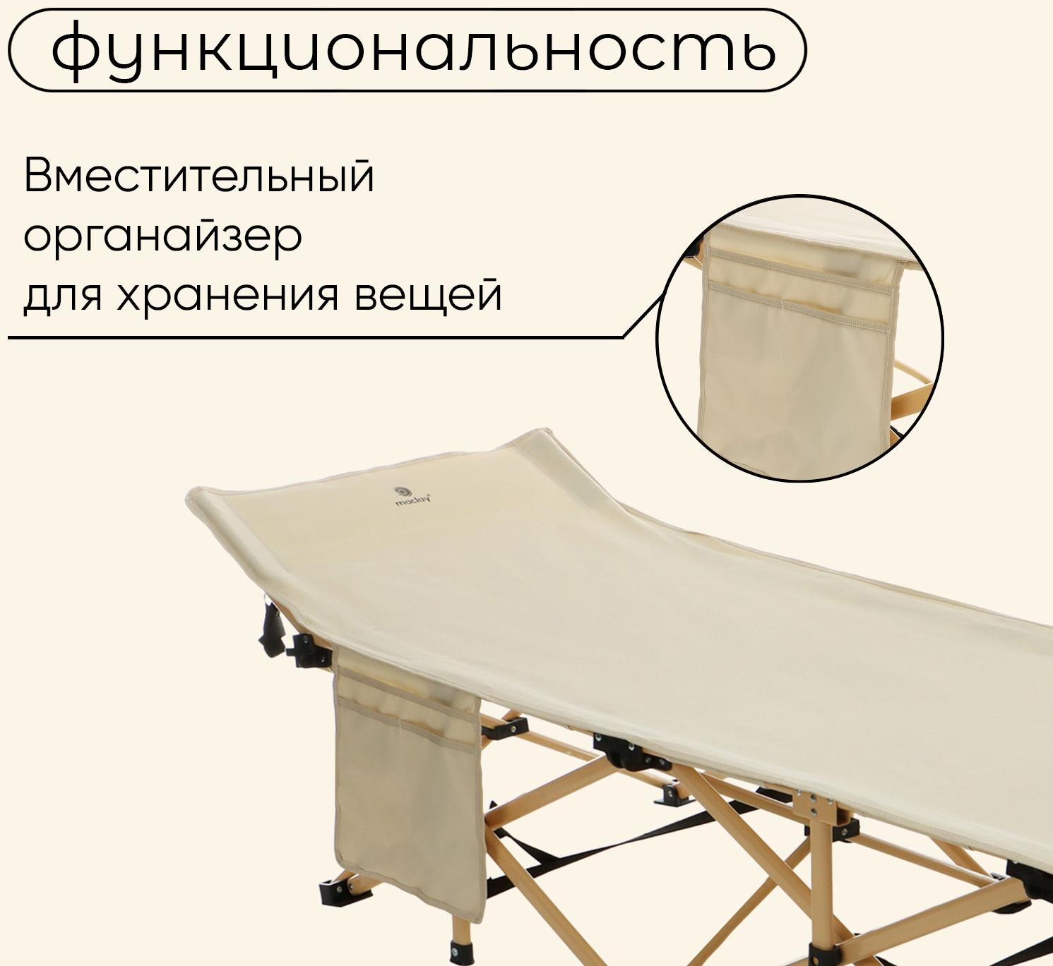 Раскладушка maclay, складная, 190 х 71 х 38 см, до 120 кг, цвет бежевый