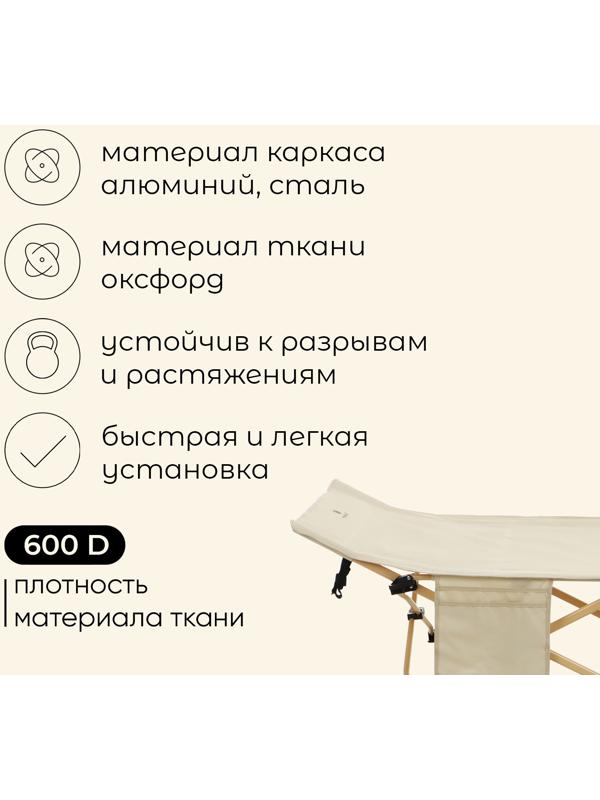Раскладушка maclay, складная, 190 х 71 х 38 см, до 120 кг, цвет бежевый
