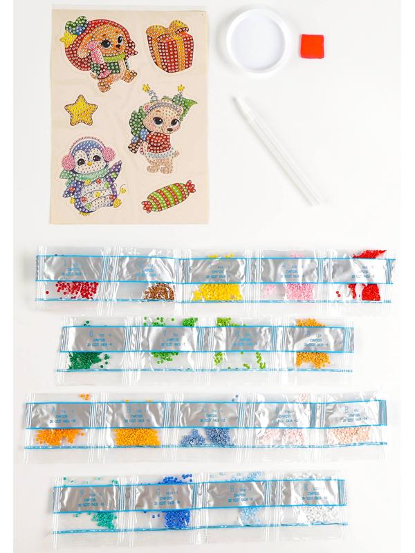 Алмазная мозаика - стикер на новый год для детей с частичным заполнением «Волшебные зревята!», набор для творчества