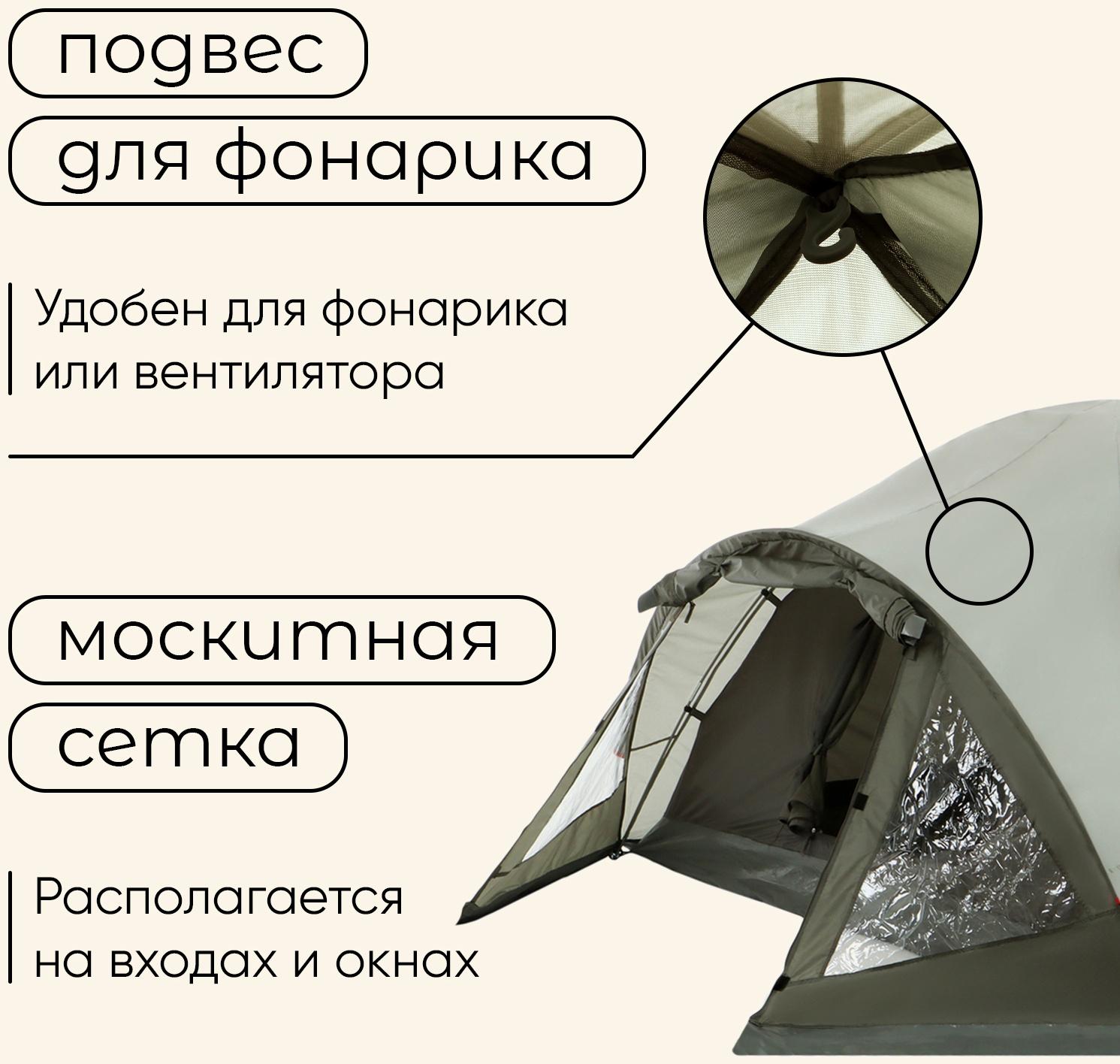 Палатка туристическая, кемпинговая maclay KATUN 2, 2-местная, с тамбуром