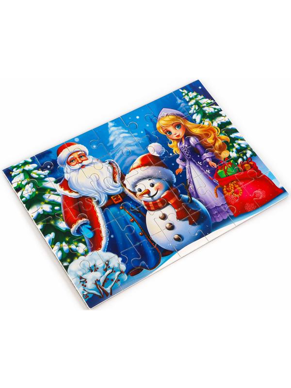 Пазл для детей магнитный деревянный «Новый год! Дед Мороз», 21×15 см, 35 элементов