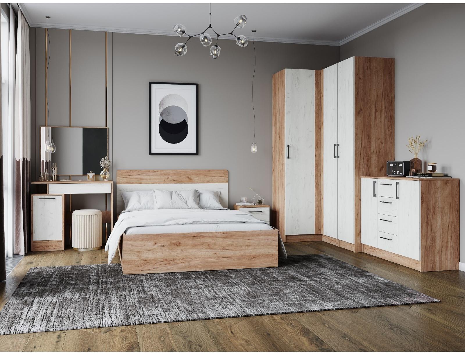 Шкаф угловой «Вегас, 1000×1000×2200 (520) мм, дуб крафт табачный/дуб крафт белый