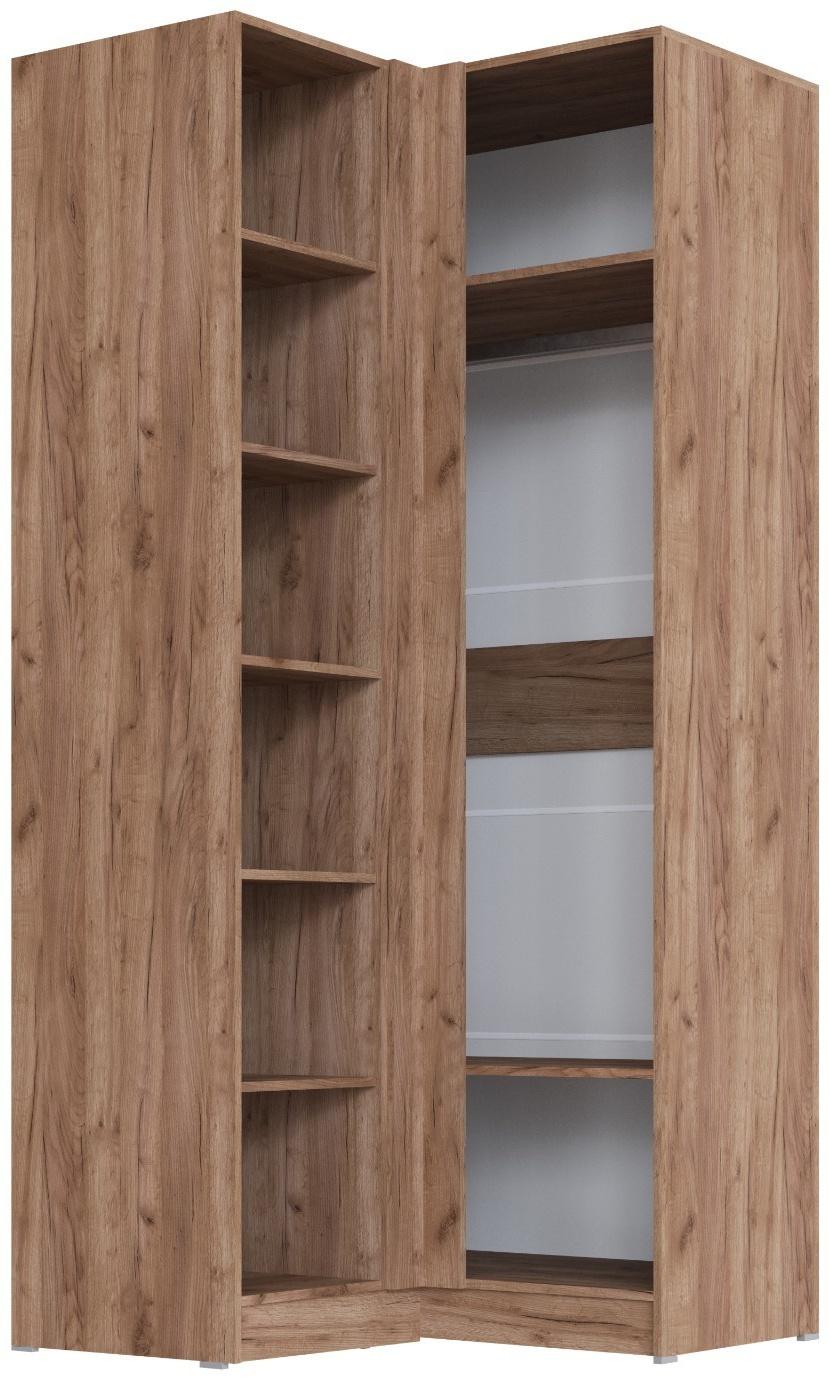 Шкаф угловой «Вегас, 1000×1000×2200 (520) мм, дуб крафт табачный/дуб крафт белый