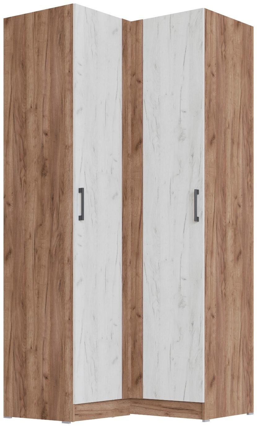 Шкаф угловой «Вегас, 1000×1000×2200 (520) мм, дуб крафт табачный/дуб крафт белый