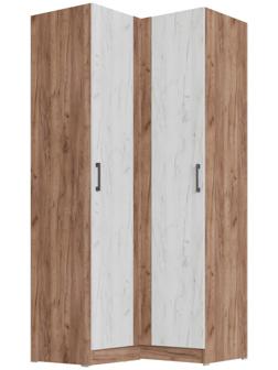 Шкаф угловой «Вегас, 1000×1000×2200 (520) мм, дуб крафт табачный/дуб крафт белый