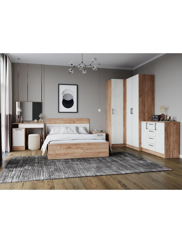 Шкаф угловой «Вегас, 1000×1000×2200 (520) мм, дуб крафт табачный/дуб крафт белый