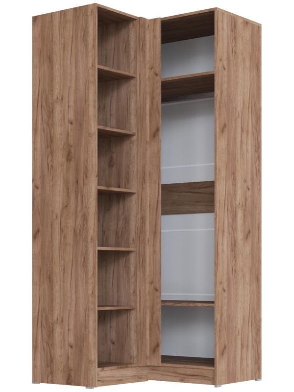 Шкаф угловой «Вегас, 1000×1000×2200 (520) мм, дуб крафт табачный/дуб крафт белый