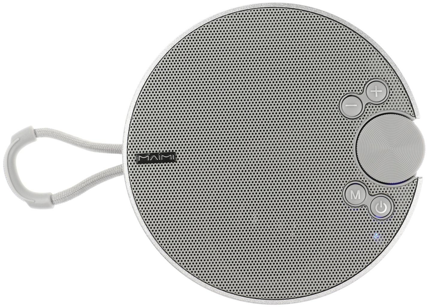 Портативная колонка Maimi F6, microUSB, FM, BT 5.1, 1200 мАч, серебристая