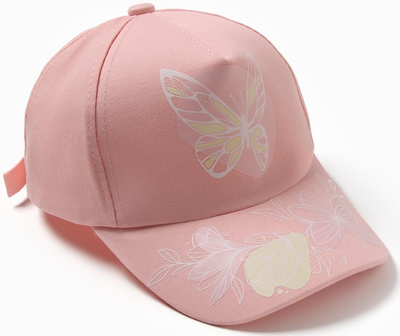 Бейсболка для девочки, цвет розовый, размер 54
