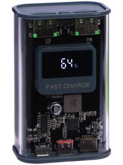 Внешний портативный аккумулятор CRR-28, 10000 мАч, 2USB, 3 А, с дисплеем, быстрая зарядка, серый