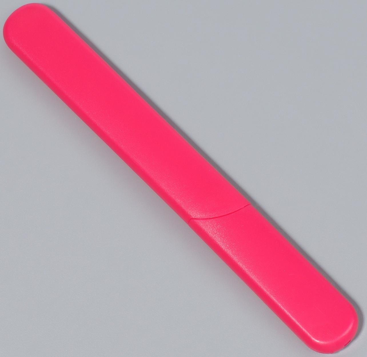 Пилка стеклянная для ногтей, 12.8 см, в пластиковом футляре, розовая