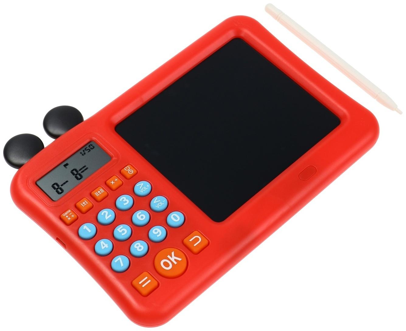 Интерактивный калькулятор детский Windigo, для изучения счёта + графический планшет, красный