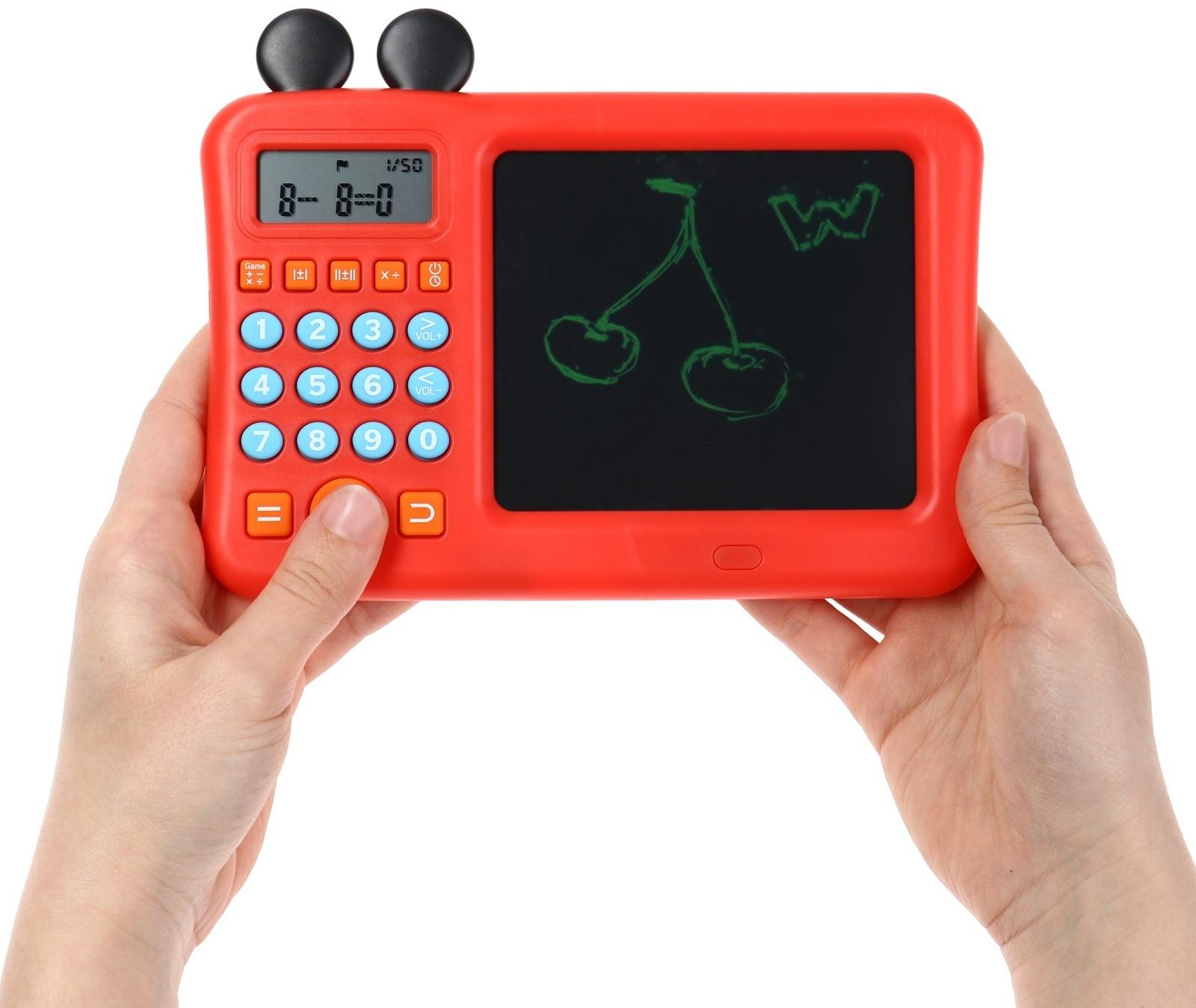 Интерактивный калькулятор детский Windigo, для изучения счёта + графический планшет, красный