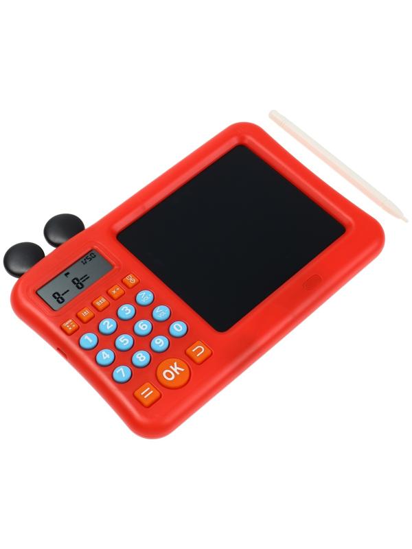 Интерактивный калькулятор детский Windigo, для изучения счёта + графический планшет, красный