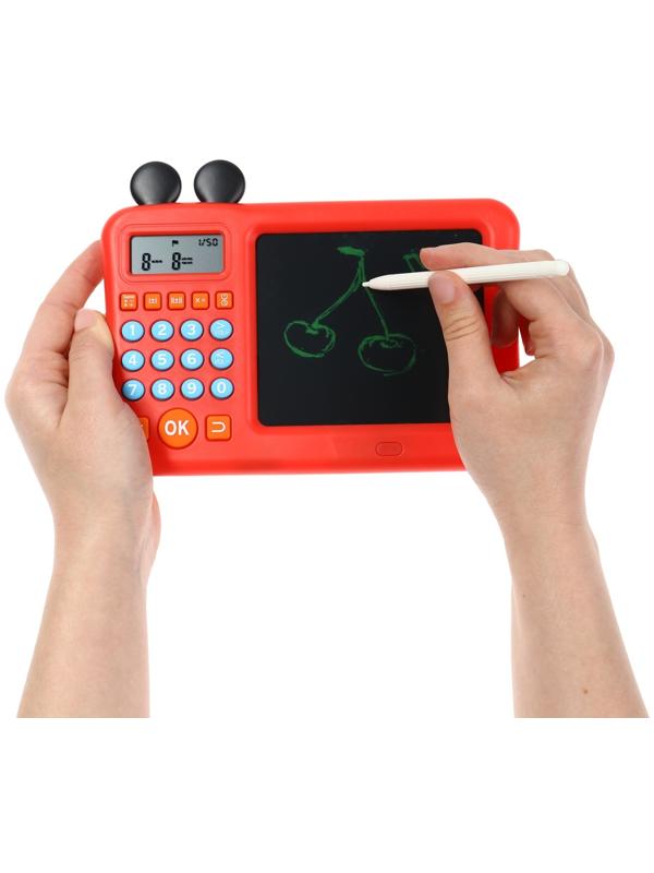 Интерактивный калькулятор детский Windigo, для изучения счёта + графический планшет, красный