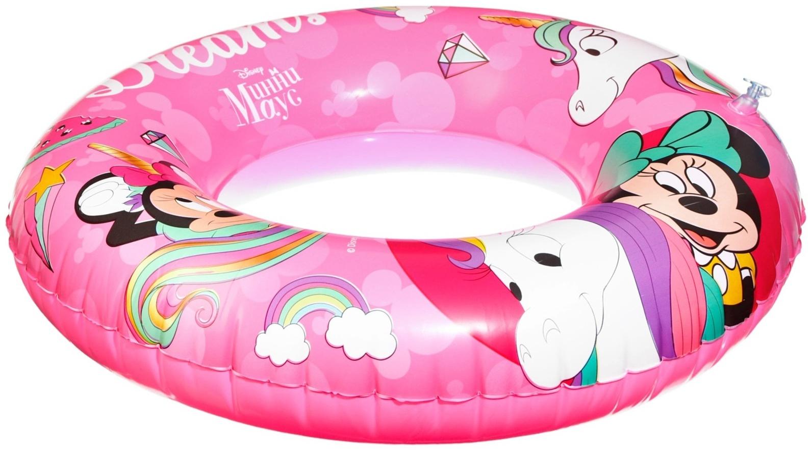 Круг надувной «Минни Маус», для плавания 55 см., детский, цвет розовый